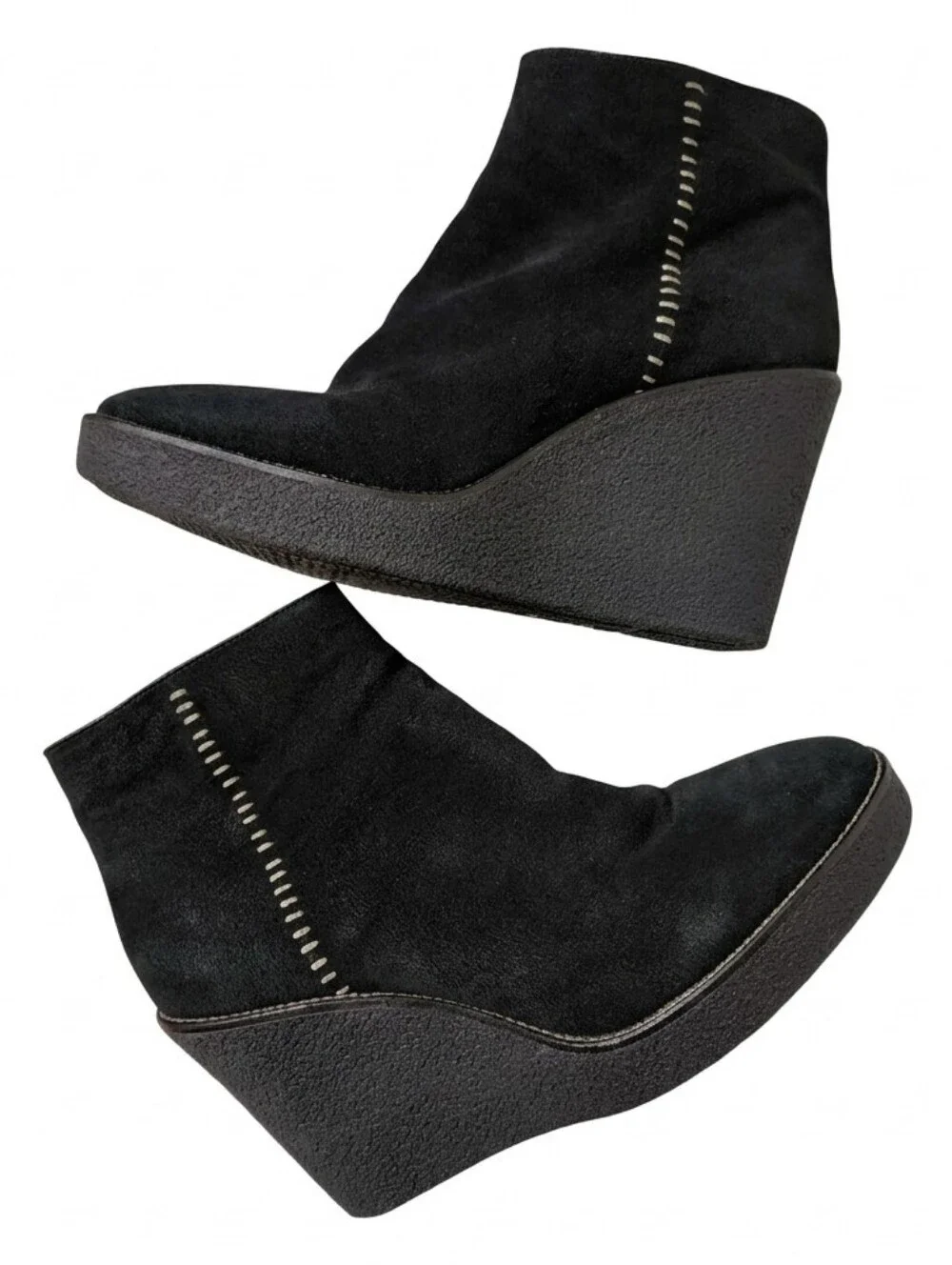 AQUATALIA Vina Weatherproof Black Suede Wedge Ankle Boots Size 10 NWOB Italy